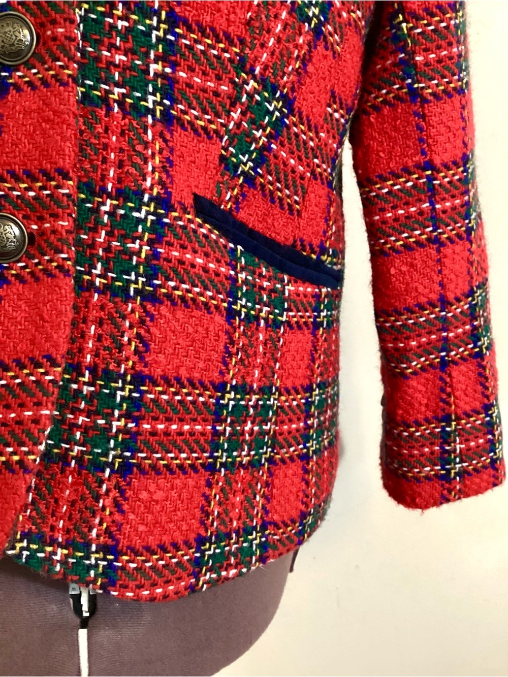 Talbots Plaid Tartan Wool Blend Blazer Jacket 10P - Picture 8 of 16